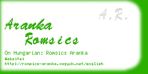 aranka romsics business card